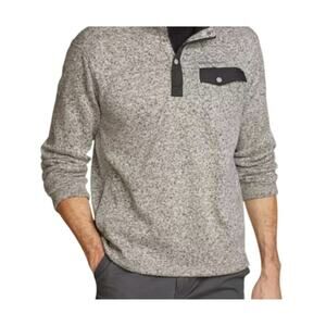 Eddie Bauer Heather Gray Pullover Snap Neck Chest Pocket Mens Tall XL TXL